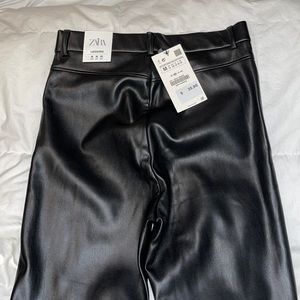 Zara Faux Leather Pant with Zipped hems
